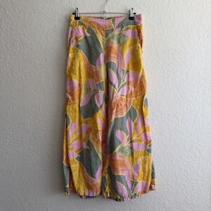 Tahari 100% Linen Wide Leg Cropped Women Pants Small Beach Bohemian Resortwear